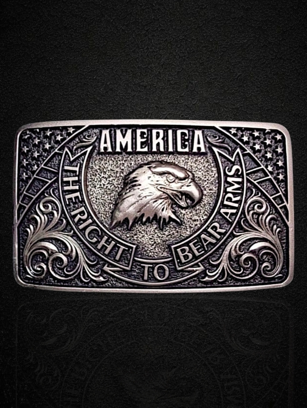 Montana Silversmiths Eagle Right‎ To Bear Arms Patriotic Buckle Retail $45 - NEW
